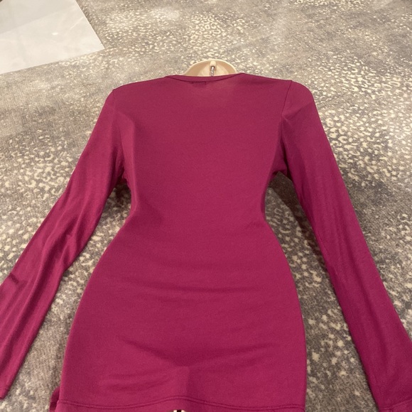 SPLENDID VERY SOFT LOW SCOOP NECK LONG SLEEVE T SHIRT DEEP PINK/ RASPBERRY - Picture 6 of 10